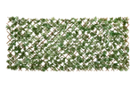 Livarno Privacy Screen with artificial green ivy leaves on a wooden trellis