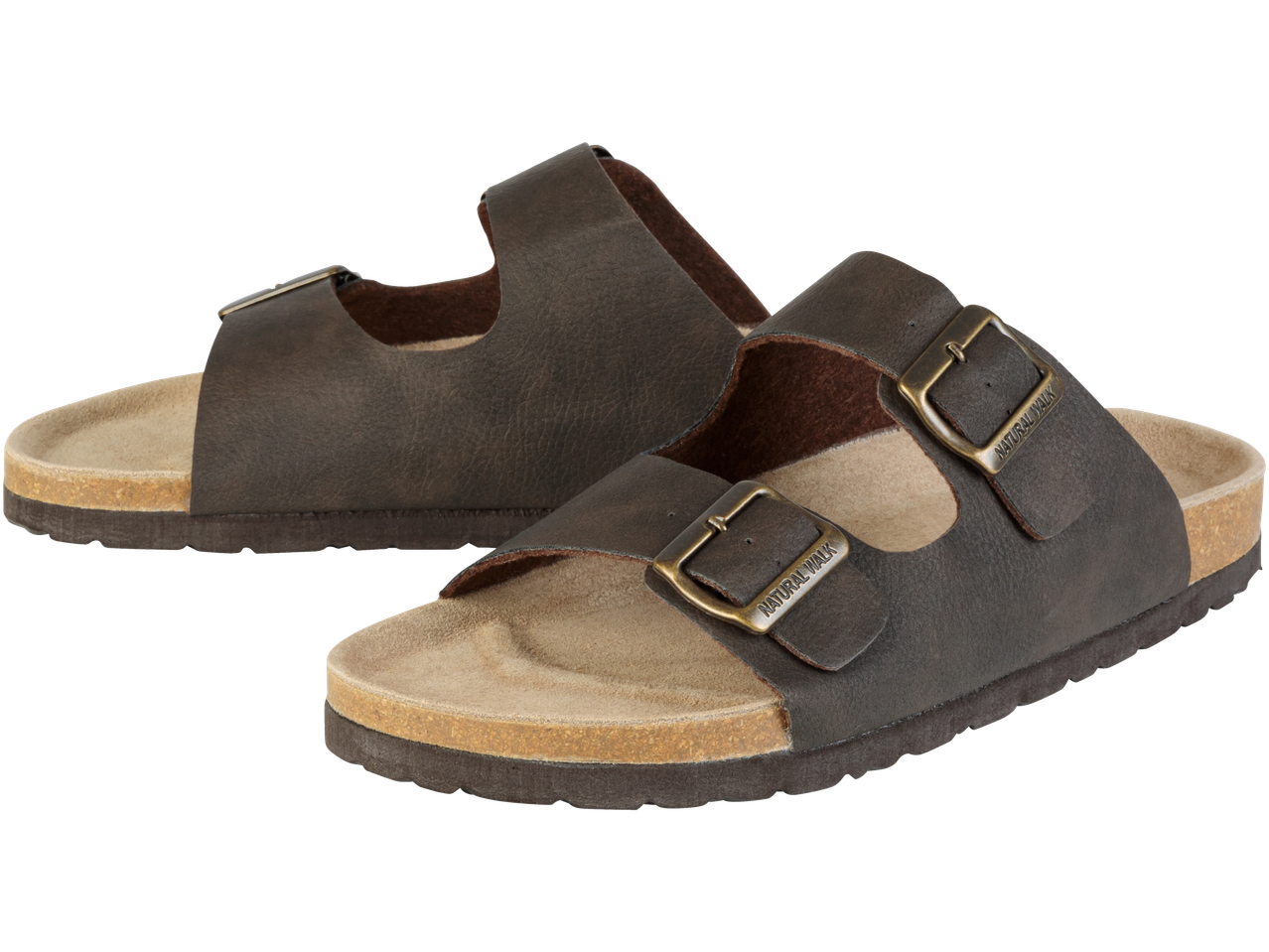 Brūnas Natural Walk sandales ar sprādzēm.