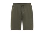 En olivengrøn sweatshorts med snøre i taljen.