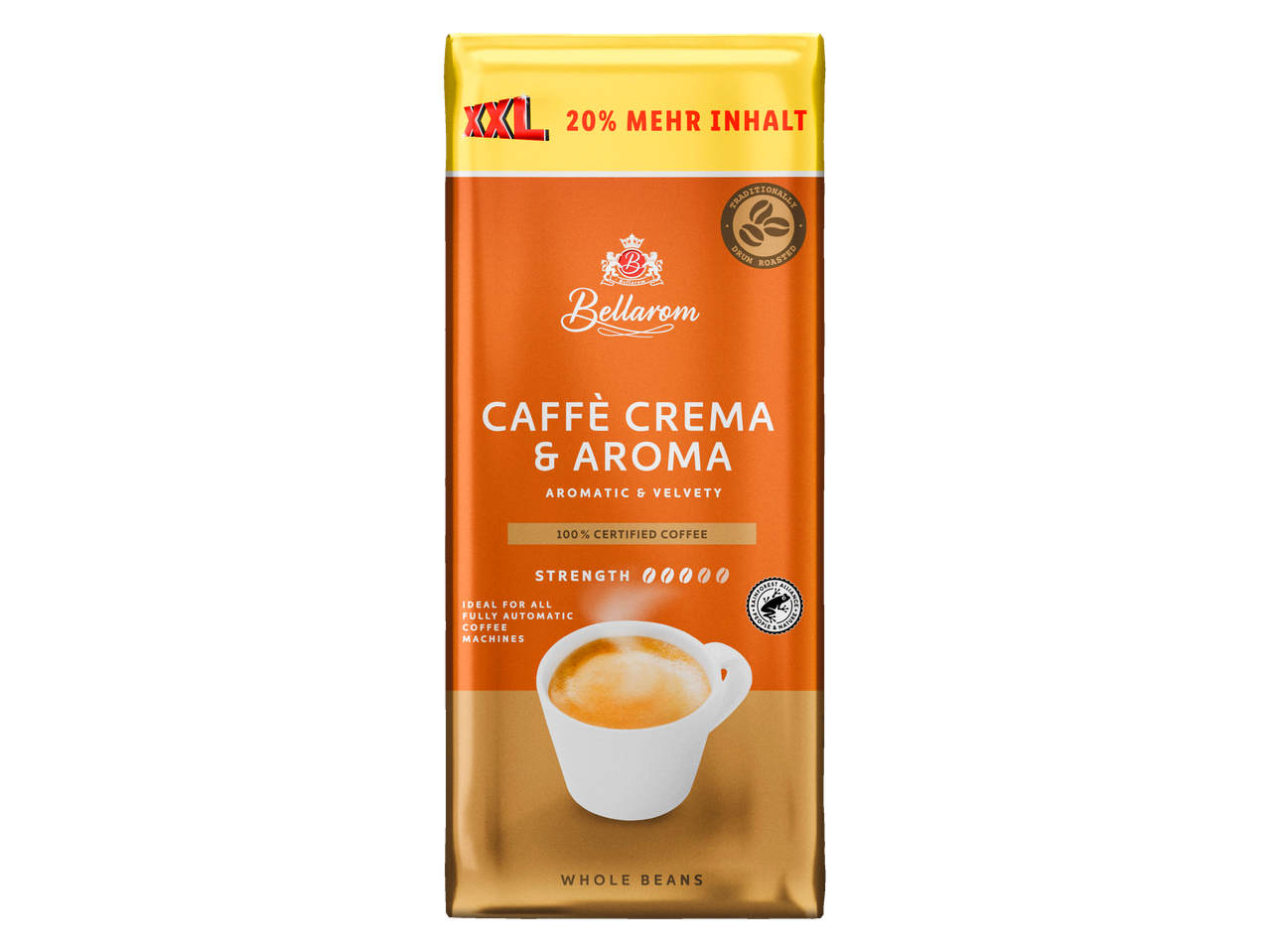 Bellarom Caffè Crema & Aroma XXL hele bonen koffie, 20% meer inhoud.