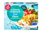Ocean Sea: Cod fillets with two cheeses and spinach, cheddar crumb topping.