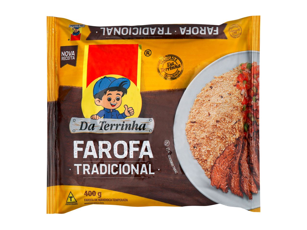 A package of Dália Farofa Tradicional, a traditional Brazilian cassava flour.