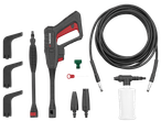 PARKSIDE Silent high-pressure cleaner set with gun, hose, and nozzles.