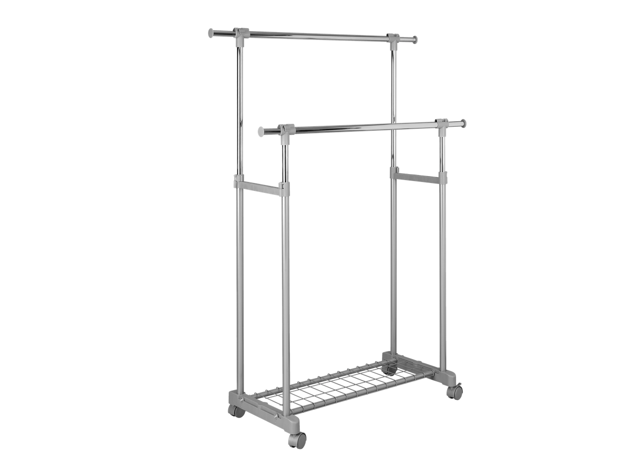 LIVARNO Suport haine: Suport metalic pentru haine cu două bare și roți.