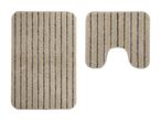 Beige bademåtte sæt med striber.