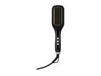 Black heated hair straightening brush with control buttons and a power cord.