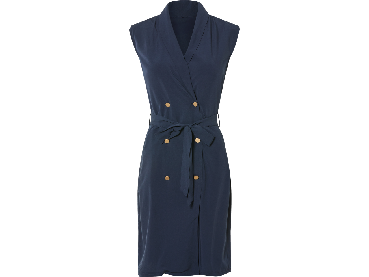 Brezrokavna dvojna obleka z pasom.