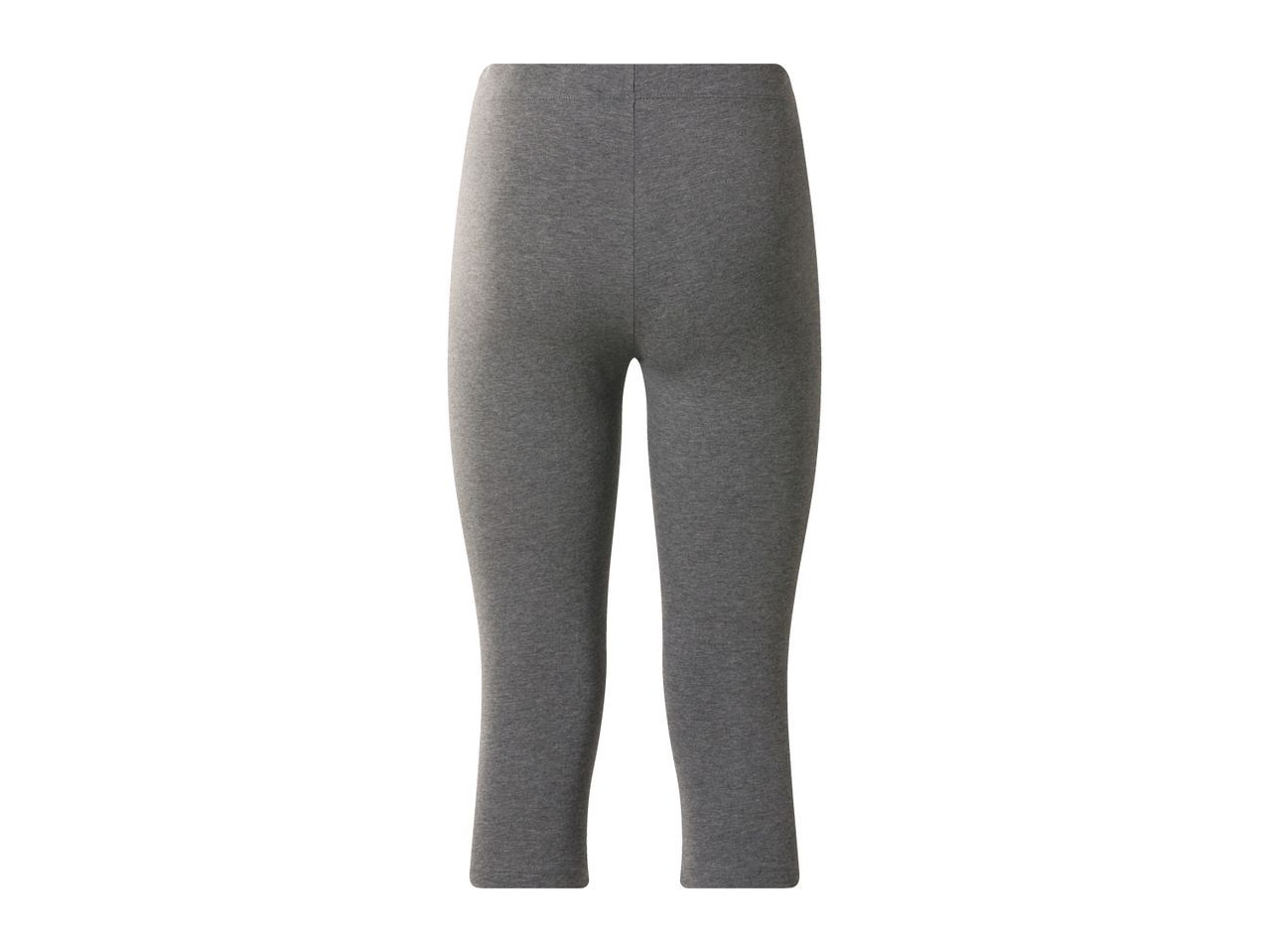 Grey capri leggings for women, made from a comfortable cotton blend.