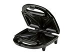 Open black sandwich maker with triangular cooking plates