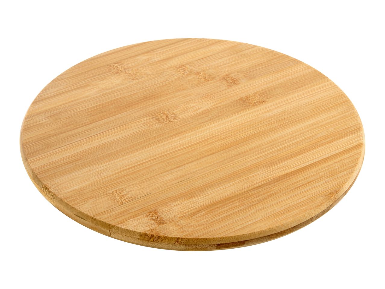 Round bamboo cutting board.