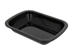 Black rectangular enamel roasting pan with speckled finish