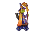 Halloween witch foil balloon with a black cat and broomstick.