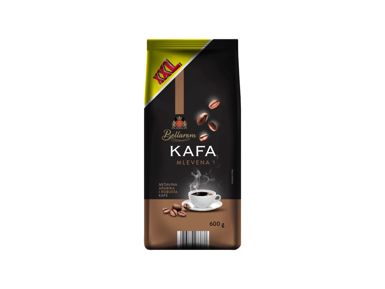 Pakovanje mlevene kafe sa natpisom XXL, mešavina arabike i robuste, 600g.
