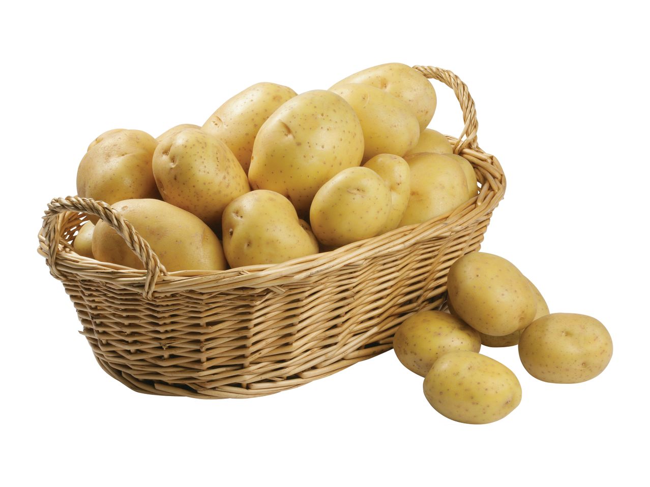 Košara rumenih krompirjev.