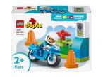 Duplo Blue Police Motorcycle set with a police officer figure, traffic cones, and a traffic light.
