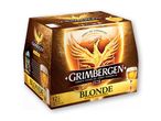 En kasse Grimbergen Blonde øl.
