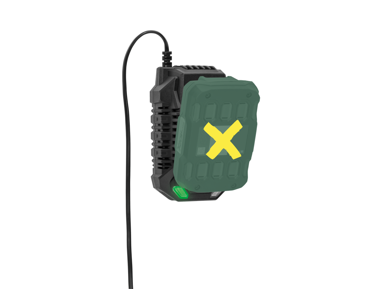 Carregador e bateria: carregamento da bateria Xeolio.
