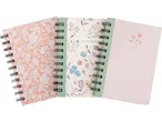 Tri Crelando® Carnets sveske sa cvetnim dezenima i spiralnim povezom.