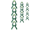 Set van 15 groene Parkside® veerklemmen in verschillende maten.