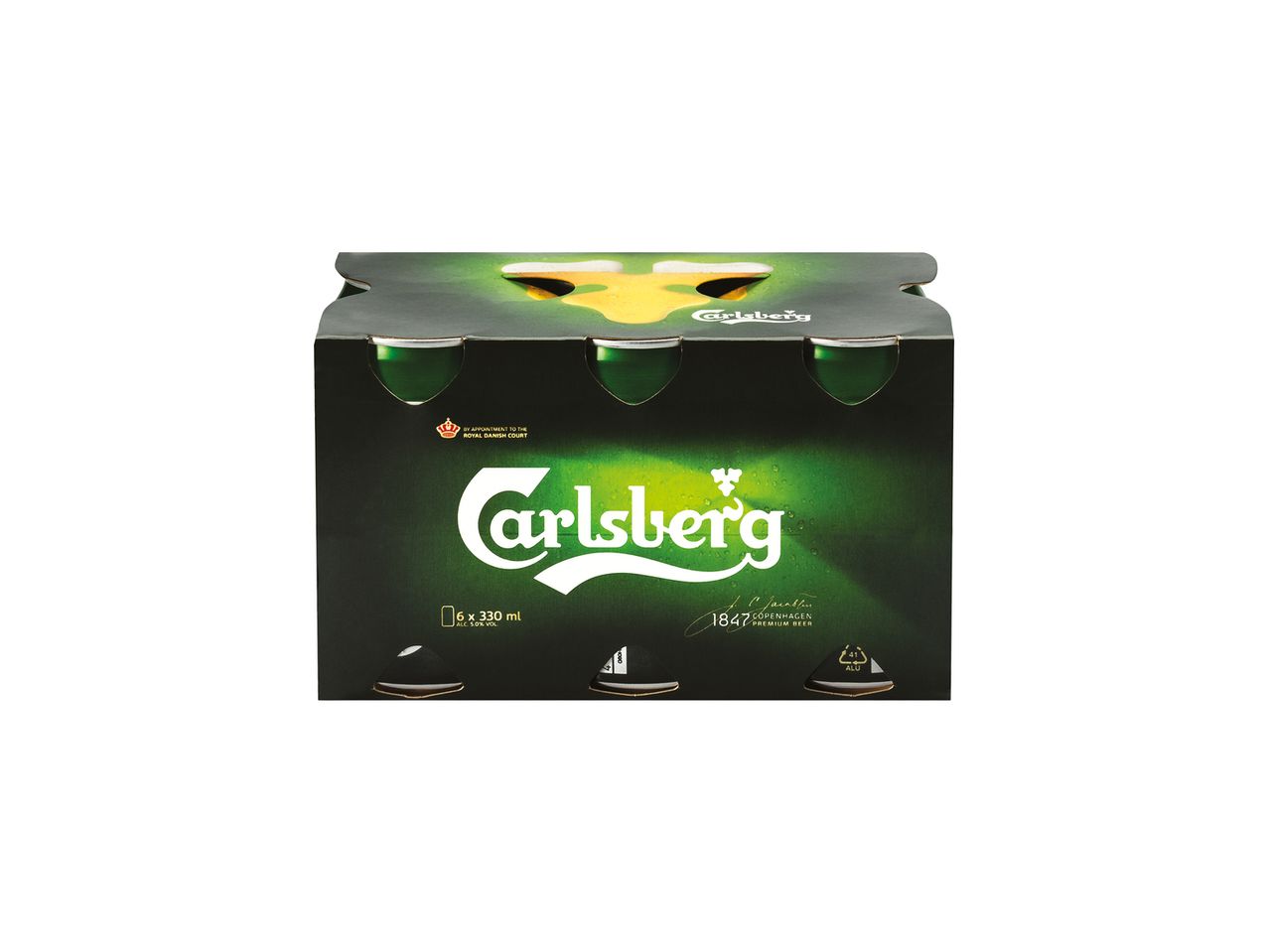 6 Carlsberg alaus skardinių pakelis.