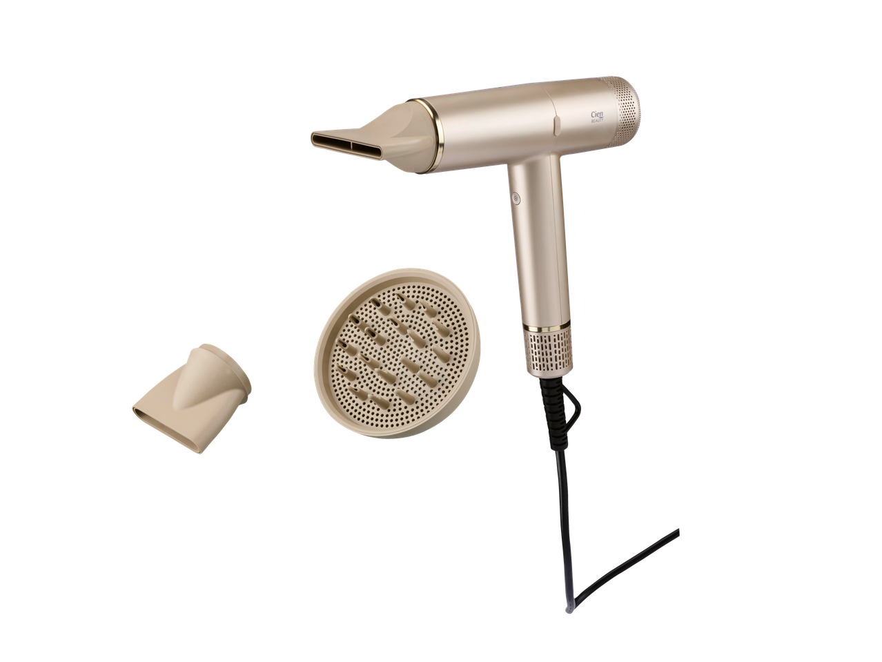 Auksinės spalvos Cien BEAUTY Airstyler-Set su koncentratoriumi ir difuzoriumi