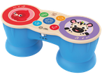 Hape Baby Einstein musical toy with a red bird and zebra drum pads