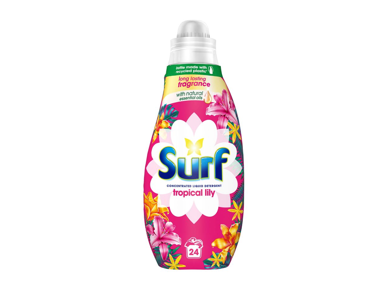Surf Tropical Blossom liquid laundry detergent bottle.