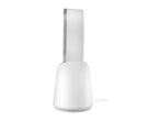 Side view of a modern white air purifier.