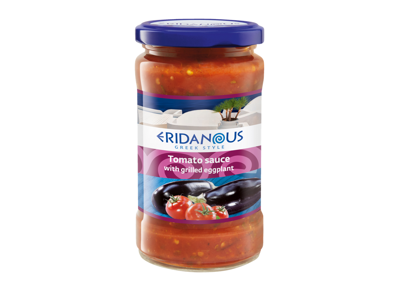 Eridanus Griekse tomaten saus met gegrilde aubergine.