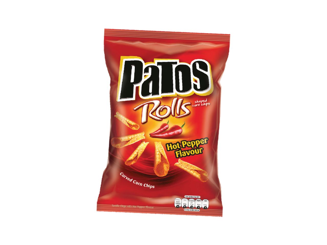 Pakovanje čipsa Patos Rolls ukusa ljute paprike.