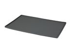 Dark grey rectangular pet feeding mat with a textured surface