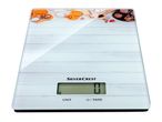 A Silvercrest kitchen scale with a baking-themed design and a digital display showing '0 g'.