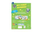 Children's activity book for ages 5+ with wipe-clean pages, featuring numbers and puzzles.