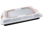 Teglia da forno Zenker con coperchio in plastica trasparente.