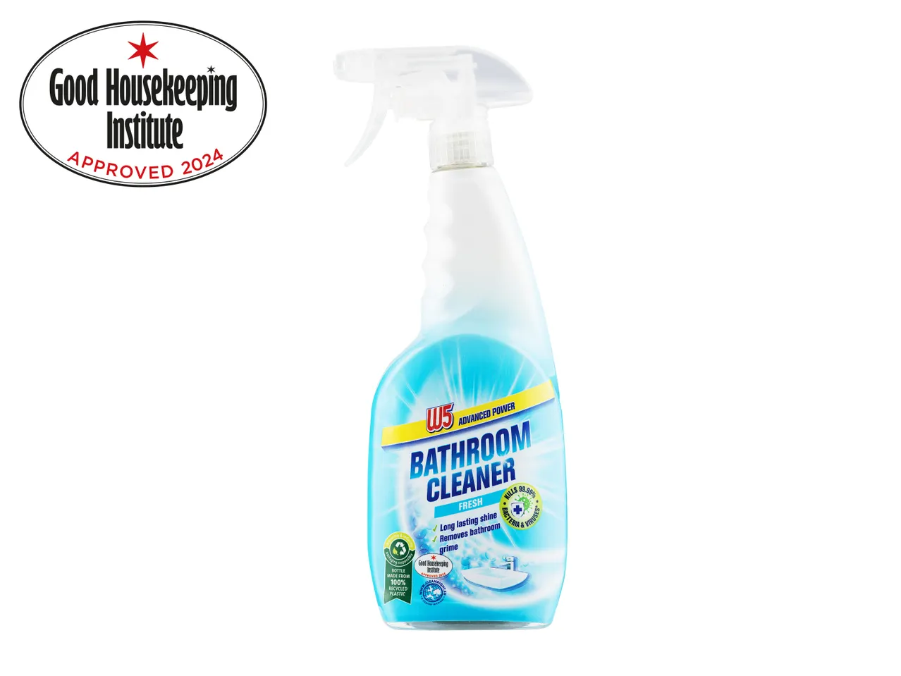 W5 Bathroom Cleaner, Good Housekeeping Institute approved.