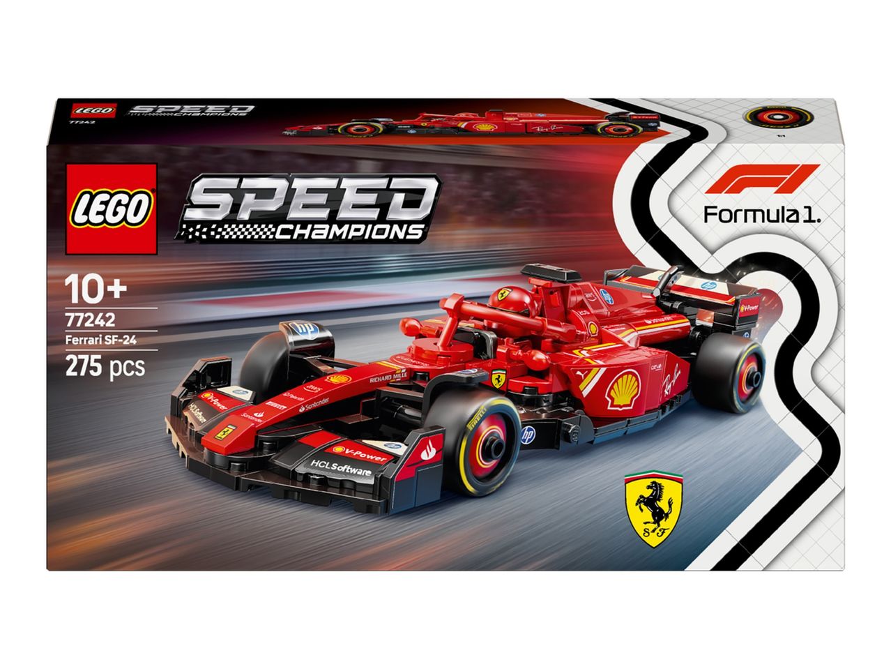 LEGO Speed Champions Ferrari Formula 1 race car building set.
