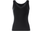 ESMARA moteriški marškinėliai, juodi, su V formos iškirpte ir nėriniais