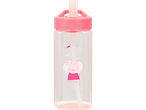 Pink Peppa Pig children's water bottle with straw.