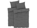 Two sets of dark gray duvet covers and pillowcases