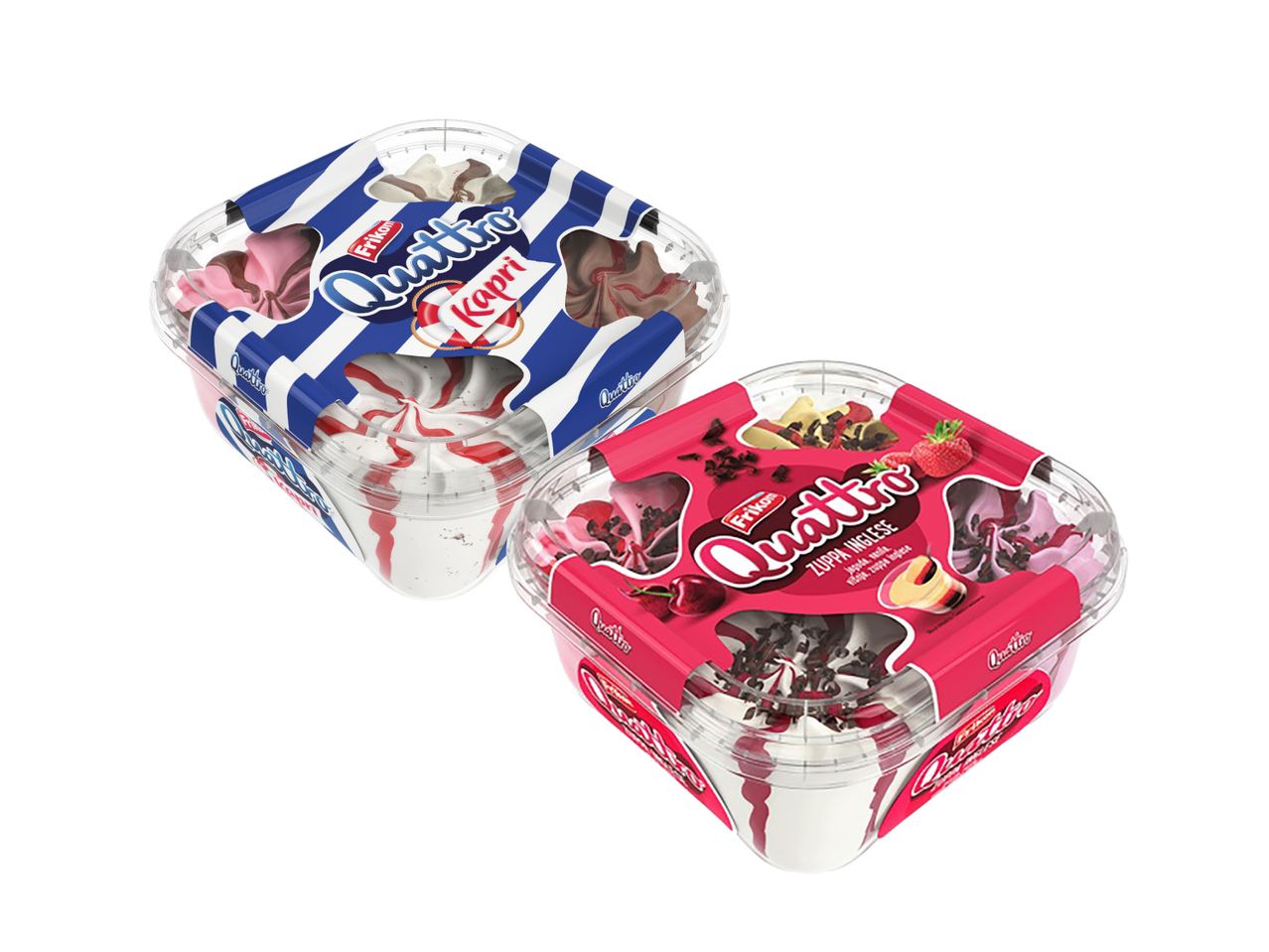 Dve posude Frikom Quattro sladoleda: Capri i Zuppa Inglese.