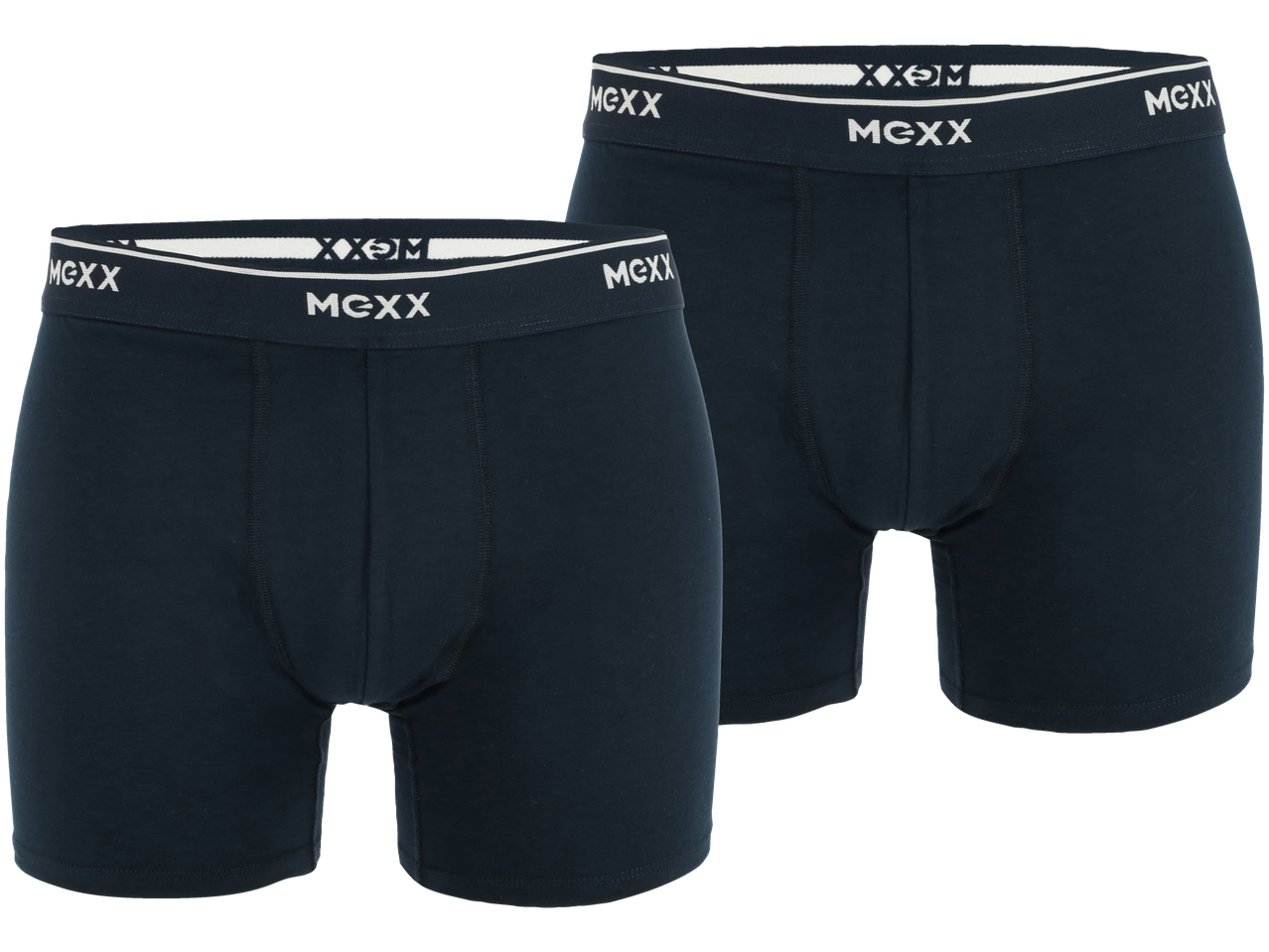 Twee paar donkerblauwe MGXX boxershorts.
