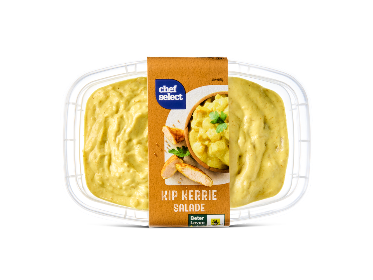 Chef Select Kip Kerrie Salade in een doorzichtige bak