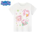 White short-sleeved t-shirt with Peppa Pig characters and text 'biggest sister', 'baby sister', 'big brother'.