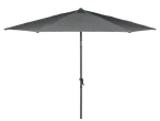 Dark grey garden umbrella with a crank handle for easy opening and closing.
