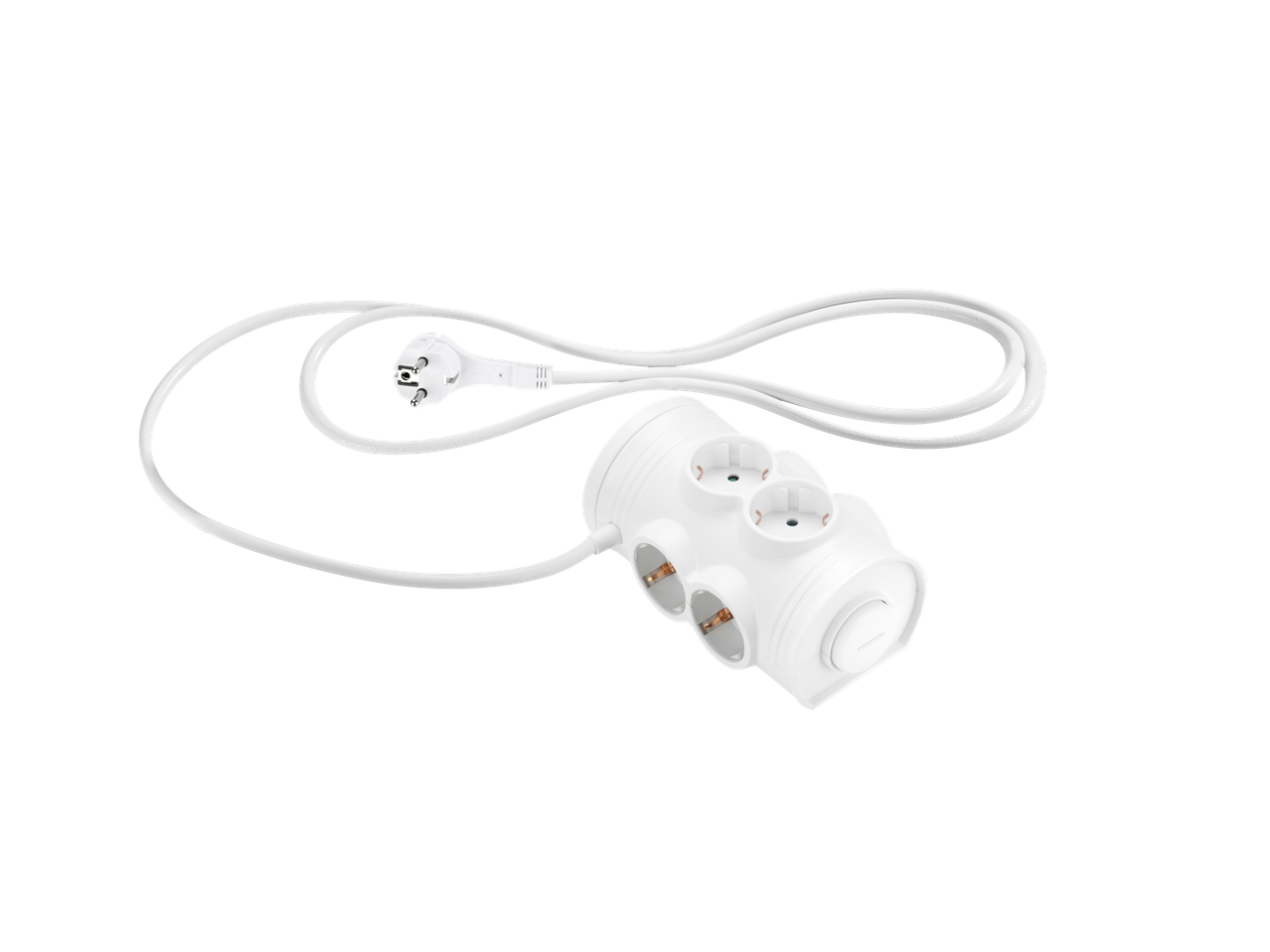 Valge pikendusjuhe kuue pistikupesa ja toitelülitiga