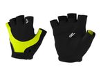 Pair of black and neon yellow fingerless cycling gloves with GEL padding.