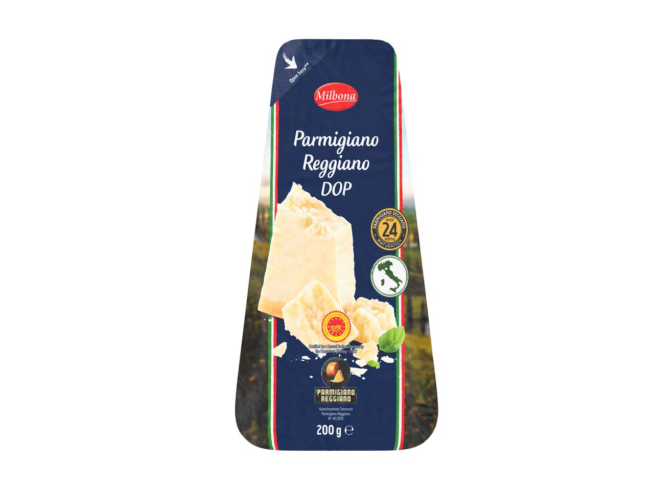 Опаковка на сирене Parmigiano Reggiano DOP Milbona