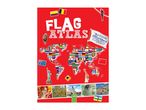 Flag Atlas book with a world map made of flags, animals, landmarks, and a sticker count.