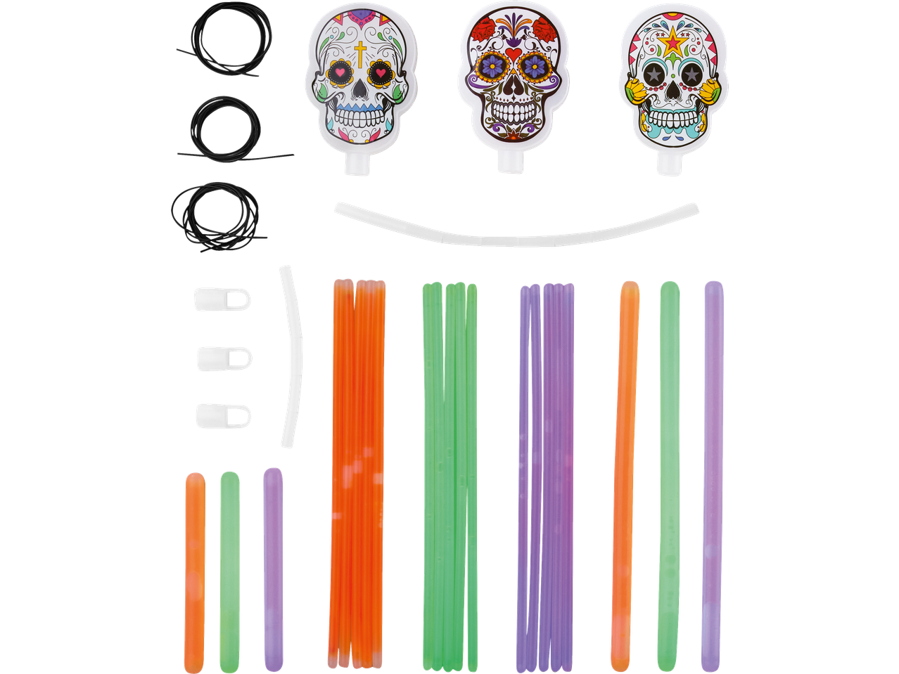 Világító halloweeni dekorációkészítő szett koponyákkal.