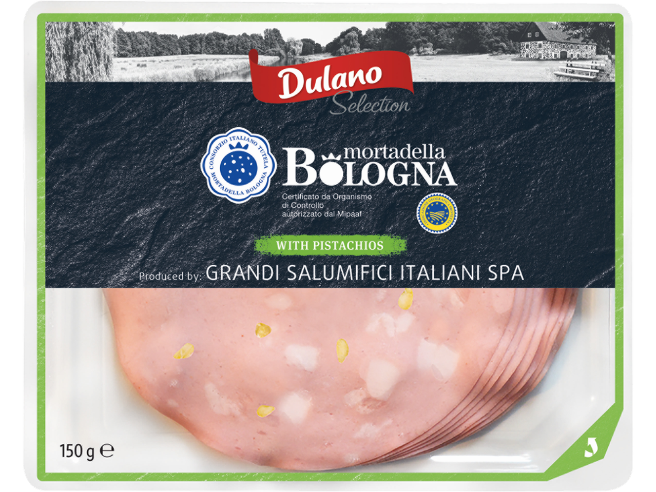 Mortadelle de Bologne Dulano Selection aux pistaches.